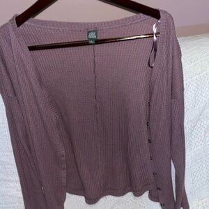 Purple waffle knit cardigan